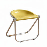 Space-Saving Acrylic Folding Chair Easy to Clean Clear Transparent Chair Armless Transparent Vanity Stool Anti-Slip Feet for Balcony