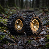 4 Pieces off-Terrain RC Crawler Wheel Set Knobby Crawler Wheels with Brass Hubs Aggressive Wheels with Tires Multi-Spoke for Hobbyists, Rock Crawling, Trail Running