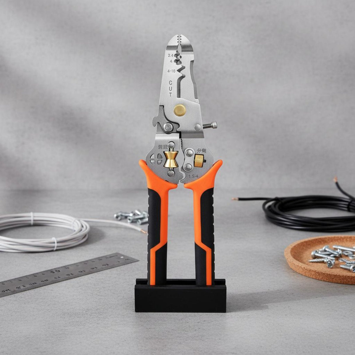 10 in 1 Heavy Duty Wire Stripping Pliers Clamping Electrician Wire Stripper Compact Design Electrician Stripping Pliers Non-Slip Grip for Electricians, Electrical Work, Cable Installation