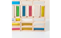 36 Pieces Wooden Blocks with Acrylic Transparent Rainbow Block Stackable Wooden Building Piece Set for Toddlers, Kids, Playroom