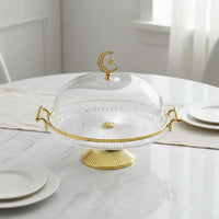 Cake Stand with Lid Transparent Cake Stand with Dome Pedestal Dessert Tray Shatter-Resistant Large Capacity for Parties, Buffet