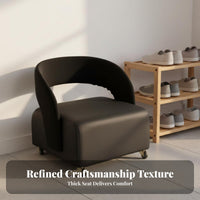 360° Swivel Wheels Low-Height Wheeled Chair Compact Design Upholstered Roller Stool Thick Padded Seat Household Furniture Easy to Clean for Housekeepers, Office Workers, Living Room, Entryway, Bedroom, Salon