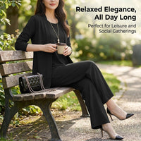 Loungewear Set for Women, Comfortable Polyester Long Pants Casual Wear, Flattering Two-Piece Pantsuit Solid Outfit Designed for a Perfect Fit