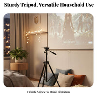 No-Drill Installation Video Display Tripod Stand 360° Swivel Video Display Stand with Tray Tool-Effortless Assembly Multifunctional Device Tray Portable for Bedroom, Home Theater, Living Room