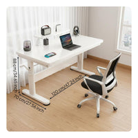 Height Adjustable Desk Spacious Desktop Adjustable-Height Computer Desk Sturdy Steel Frame Solid Wood Study Table for Students, Remote Workers