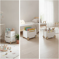 Toy Box with Wheels Compact Storage Box with Wheels Low-Profile Rolling Toy Chest for Playroom
