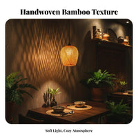 Rustic Design Bamboo Hanging Light Easy Installation Bamboo Hanging Light Adjustable Height Japanese Design Chandelier for Interior Designers, Restaurant Owners, Tea Room, Bedroom, Farmhouse, Hallway