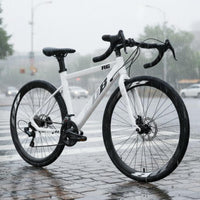 24 Speed Lightweight Road Bike Anti-Slip Tires Racing Cycle Internal Cable Routing Drop Bar Cycle Aerodynamic Frame for Commuting