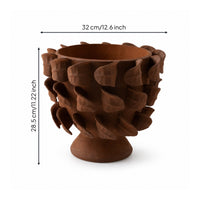 Vase with Petal Relief Handcrafted Ceramic Flower Vase Matte for Living Room