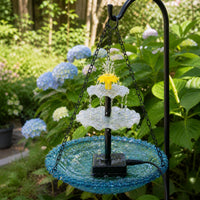 Solar Floating Bird Bath Fountain with Hanging Bird Feeder for Outdoor Garden
