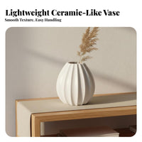 Lightweight Plastic Imitation Ceramic Vase Ideal Gift Modern Minimalist Vase Flower Container for Living Room, Office Desk, Bookshelf