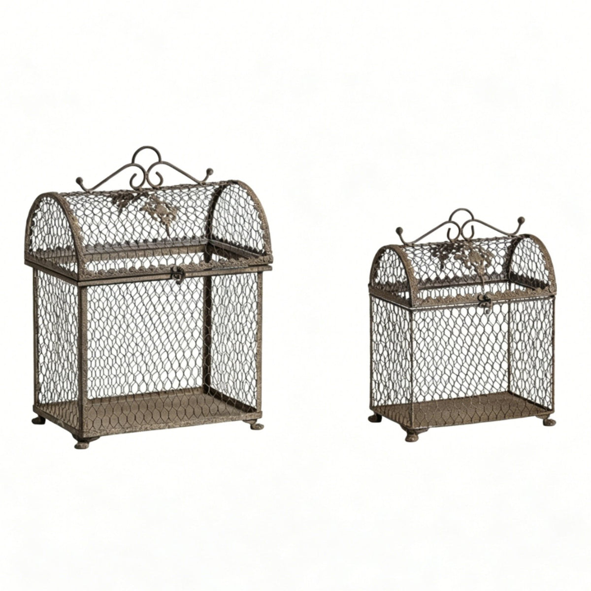 Metal Birdcage Decor Distressed Finish Vintage Iron Cage opening Mesh Design Rustic Bird Cage Centerpiece for Home Display