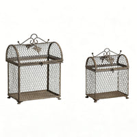 Metal Birdcage Decor Distressed Finish Vintage Iron Cage opening Mesh Design Rustic Bird Cage Centerpiece for Home Display