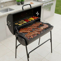 Outdoor Charcoal Grill with Bottom Shelf Sturdy Charcoal Grill with Wheels Heat-Resistant Heavy-Duty for Homeowners, Campers, Backyard, Patio, Camping