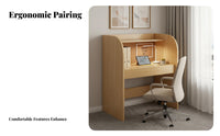Single Person Privacy Desk Built-in Bookshelf Study Carrel with Hutch Construction scholar's Study Carrel for Adults, Teens, Library, Bedroom