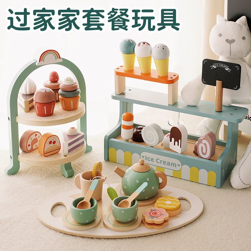 Nordic Style Wooden Pretend Tea Set for Kids