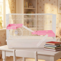 Transparent Hamster Cage, 23 Double Layer Large Castle (with Water Bottle/Food Bowl/Running Wheel), Luxury Hamster Cage with Wire Large Space