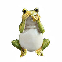 Realistic Details Resin Frog Statue Creative Design Funny Frog Garden Ornament Hand-Painted Wise Frogs Sculpture Weather-Resistant for Patio, Pondside, Desktop