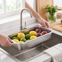 Dish Rack and Dish Drainer with Draining Board and Sink Strainer, 304 Stainless Steel Space Saving Kitchen Sink Organizer for Kitchen Counter
