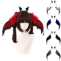 暗黑系恶魔蝙蝠发箍万圣节漫展恶魔角头饰cos可弯折兽耳表演道具