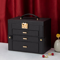 Multi-Tier Jewelry Box Soft Luxurious Lining Multi-Drawer Jewelry Case Removable Dividers Anti-Knot Necklace Hangers for Bedroom