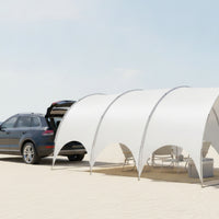 Silver-Coated Outdoor Tunnel Canopy Fiberglass Poles Arched Canopy Tent Rain Protection Tunnel Tent Waterproof for Camping, Car Parking, Gatherings, Shade