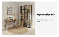 Metal and Wood Bookcase Thickened Steel Frame Room Divider Shelving Unit Sturdy Construction Multi-Tier Shelf Unit for Office
