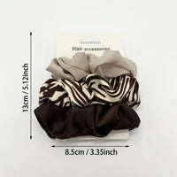 Satin Hair Scrunchies for Women Large Scrunchie Set, High Elastic Ponytail Holder for Girls, Leopard and Striped Pattern Styling Accessories