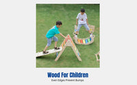 Outdoor Sensory Training Climbing Frame, Wooden Balance Playset, Combination Playground Equipment for Kindergarten
