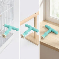 Parrot Perch T-Stand Cage Mount, Resin Perch with Grinding Rod for Grooming, Stable Bird Stand and Budgie Cockatiel Bird Cage Perch