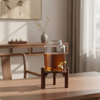 Beverage Container Stand Traditional Dispenser Stand Rustic Wooden Riser for Kitchen, Tea Service