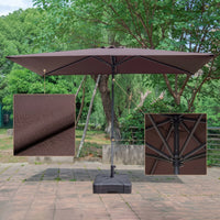 Rectangular Patio Umbrella Tilting Umbrella with Water Base Adjustable Height for Garden, Balcony, Market Stall