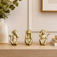 3 Pieces Monkey Figurine Resin Monkey Statue Decorative Tabletop Decor for Shelf, Cabinet, Office