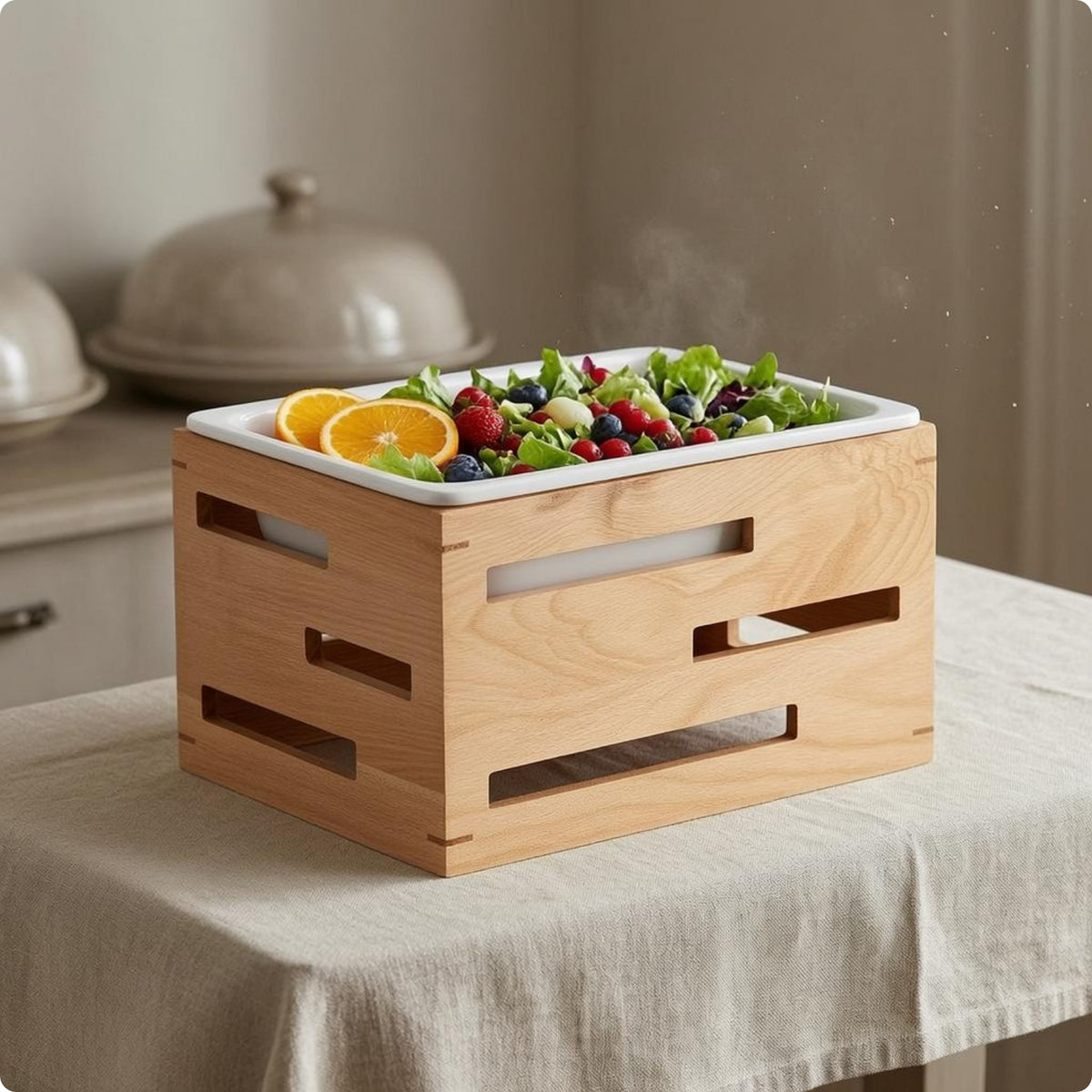 Display Tray Stand Faux-Porcelain Wood Tray Stand Low Profile Party Tableware for Salad Service