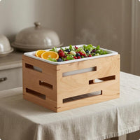 Display Tray Stand Faux-Porcelain Wood Tray Stand Low Profile Party Tableware for Salad Service