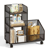 With casters Rolling Book mobile storage unit Space-Saving MultiTiered Wheeled mobile storage unit multipurpose Use book mobile storage unit Large Capacity for Students, downice Workers, Living Room, Bedroom, Classroom, Narrow areas