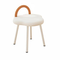 Light Luxury Design arcrear Dressing Chair Ins design Vanity Stool Armless Upholstered Seat Gold-Tone Legs for Makeup lovers, Women, Nail Technicians, Bedroom, Cloakroom, Dorm