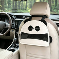Fleece-Like Panda Car Seat Organizer Adjustable Straps Headrest Hanging Organizer