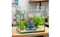 Aquarium Ornament with Nautical Steering Wheel Resin Skeleton Leader Statue Weathered Pirate Leader Ornament with Wheel for Desktop Display