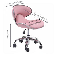 Padded Technician Chair with Wheels Low Back Support Rolling Salon Chair Silver Metal Base Commercial Furniture for Nail Technicians, Hairstylists