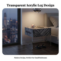 Light Luxury light luxury C-Shaped accessoryuated Table Transparent Nightstand Minimalist Design Household Furniture Space-Saving for Apartment Dwellers, Homeowners, telecommuter Workers, Bedroom, Small areas, Living Room, Office