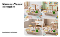 Wooden Percussion Table Pastel Accents Kids Musical Instrument Set Fine Motor Skills Children's Musical Toy Set