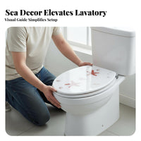 Thickened Design Universal Toilet Seat Easy to Install Resin Toilet Seat Solid Construction Bathroom Fixture Heavy Duty for Homeowners, DIY Enthusiasts, Beach House Owners