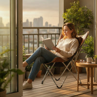 Folding Reclining Chair with Pillow Foldable Lounge Chair with Pillow Leather-Like Recliner Portable for Adults, Patio, Balcony, Camping
