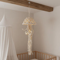Woven Jellyfish Ornament Textured Rope Tapestry Nordic Inspired Wall Hanging for Home and Kids Nursery