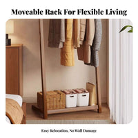 Solid Wood Construction Wooden Clothes Rack Minimalist Design Unrestricted Standing Coat Stand Space Saving Unrestricted Standing Coat Rack Long-Lasting & Stable for Students, Renters, Homeowners, Entryway, Hallway, Dorm Room, Apartment