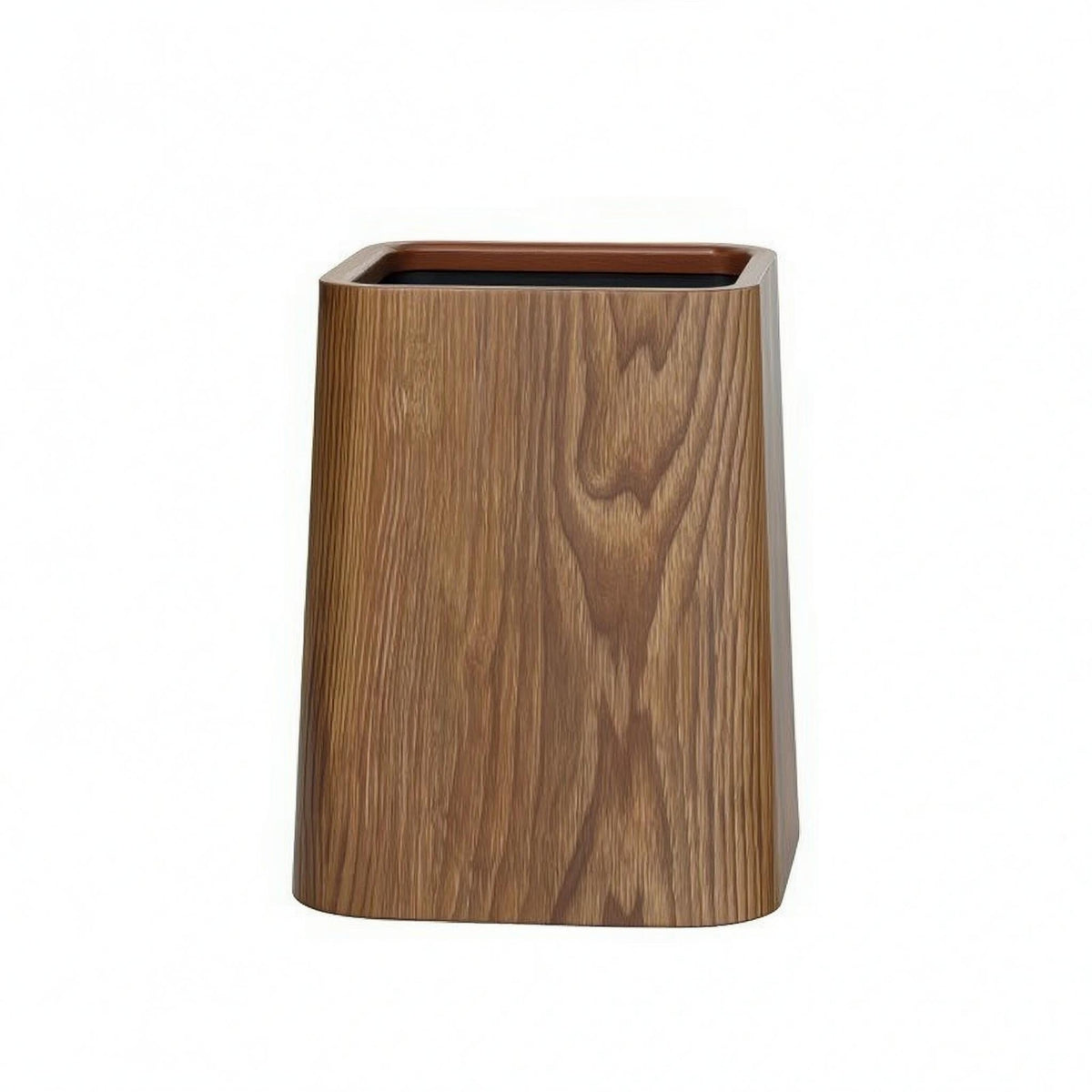 Wood Trash Bin Minimalist Rounded Corner Wastebasket Decorative for Living Room