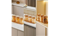 3 Pieces Faceted Canister Set with Tray Stylish Glass Jar with Tray Clear Canisters Fresh for Pantry