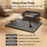 Large Cat Litter Mat with Deep Grooves, Single-Layer Anti-Tracking Mat for Indoor Cats, Extra Large Litter Catching Mat for Household Pet Maintenance