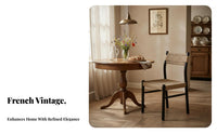 Wabi-Sabi Aesthetic Woven Seat Chair French Vintage Inspired Woven Back Chair Breathable Weave Dining Seating Armless for Apartment Dwellers, Interior Decorators, Cafe Owners, Kitchen, Living Room, Restaurant, Home Office
